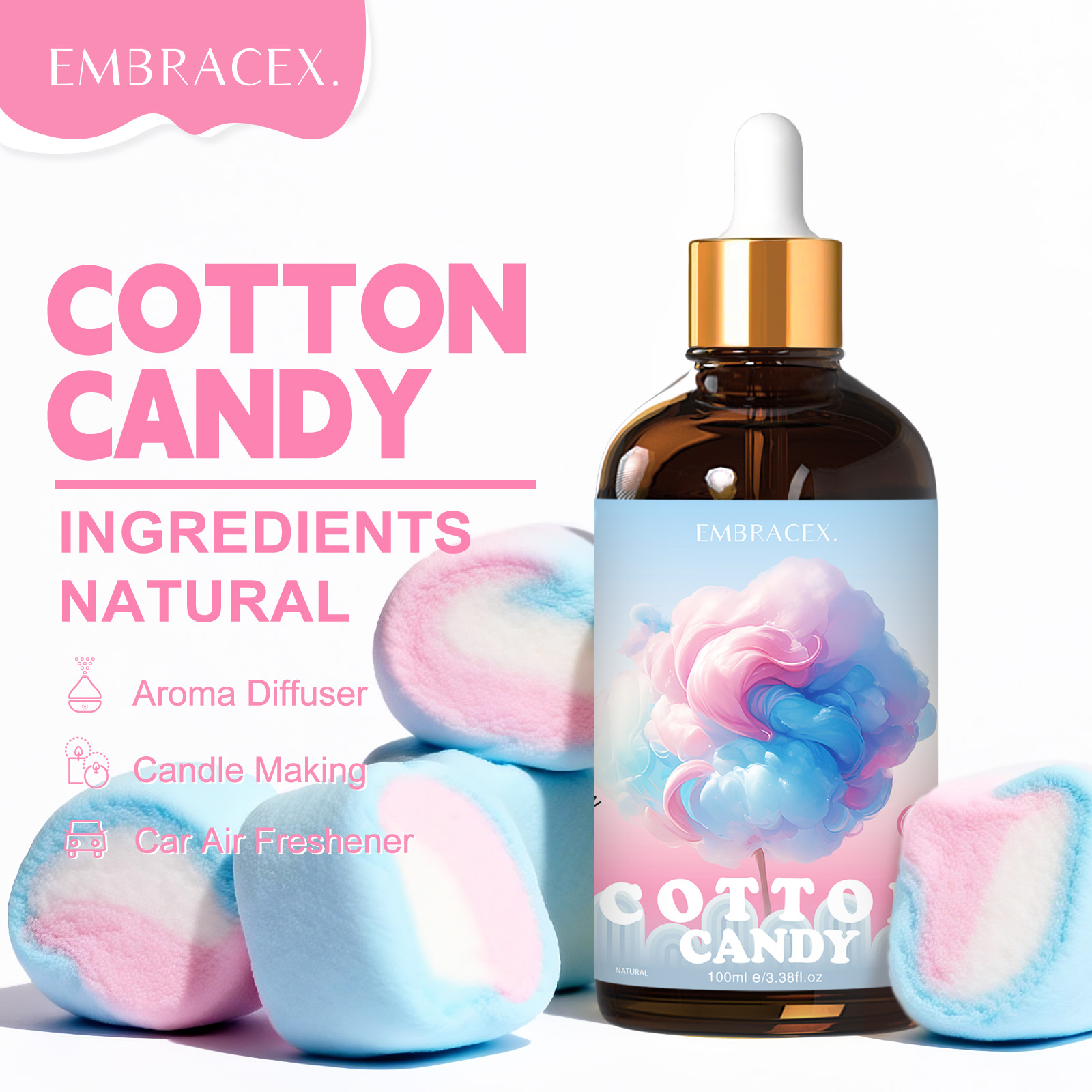 Candle Supplies Free Shipping - 100ml コットンキャンディフレグランスオイル ディフューザー キャンドル作り 友人へのギフト スイートな香りのリードディフューザーオイル