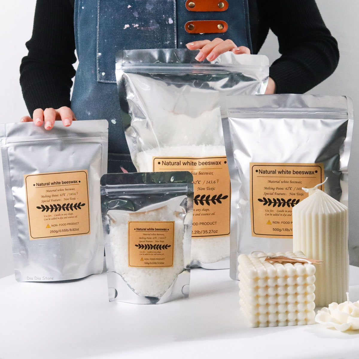 Candle Supplies Beeswax - 白蜜蝋純粋な天然粒状香りキャンドル材料 DIY 香りキャンドル無煙芯材料作成クラフト用品
