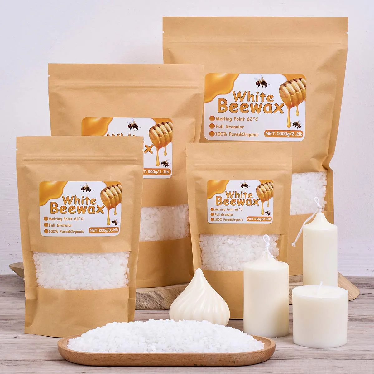 Candle Supplies Beeswax - 500 グラム白蜜蝋 DIY キャンドル作り材料純粋な天然粒状バッグ無臭ワックス粒子原料手芸用品