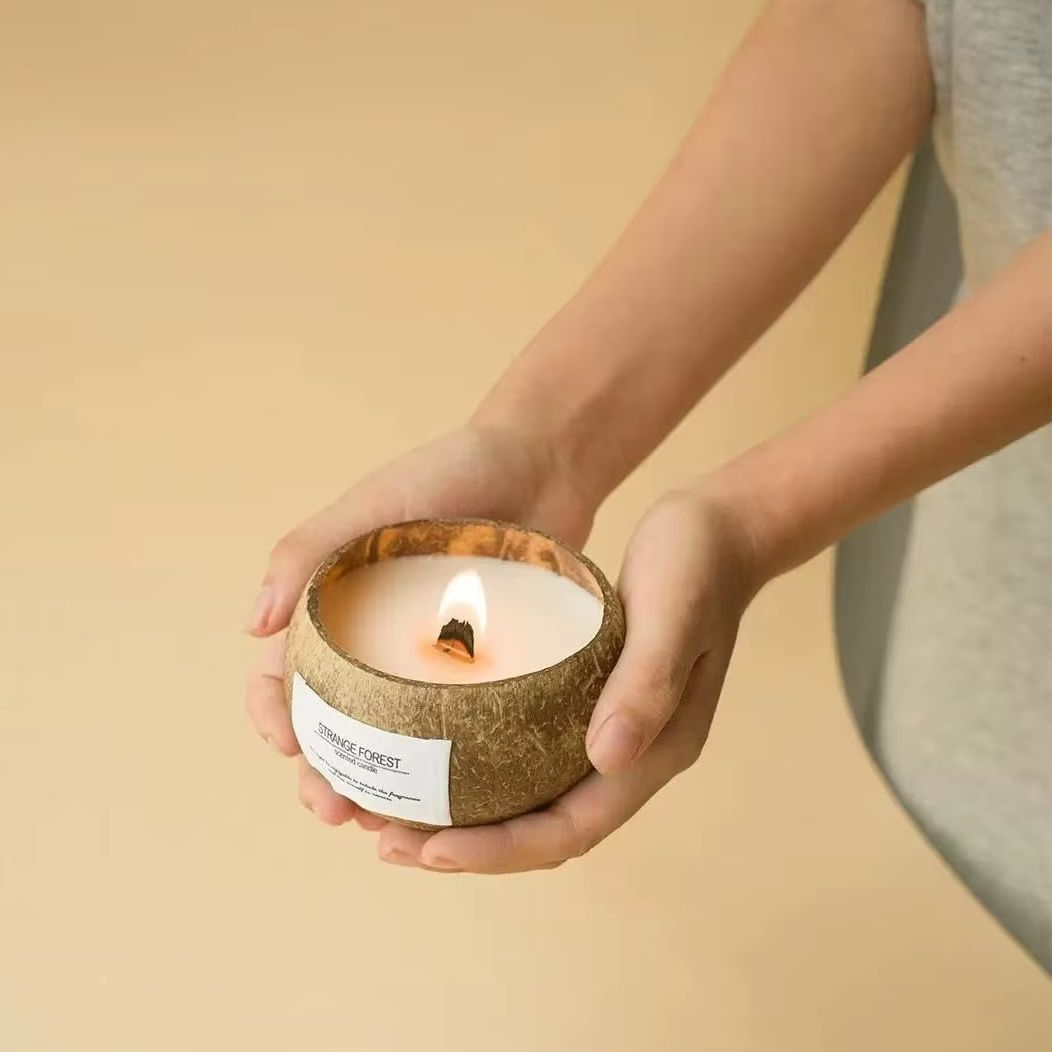 天然ココナッツシェル香りのキャンドル、アロマセラピー植物エッ - Candle Supplies Free Shipping のレビューと価格