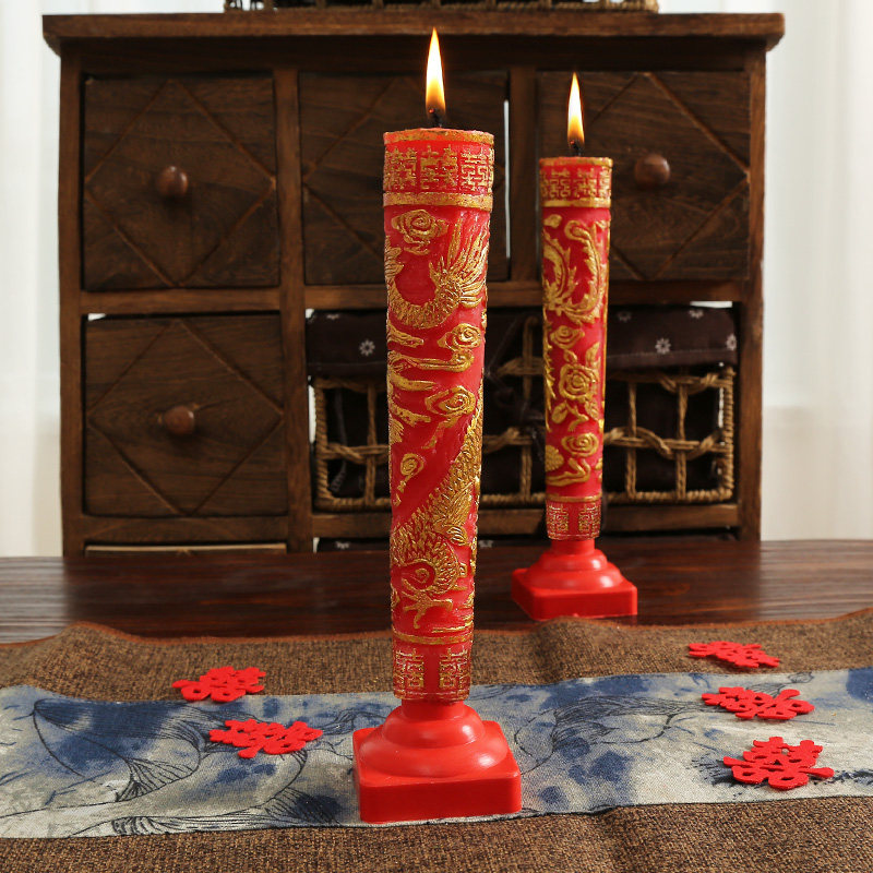結婚式用品、お祝いの赤い蝋の装飾、龍と鳳凰のキャンドル - Candle Supplies Phoenix のレビューと価格