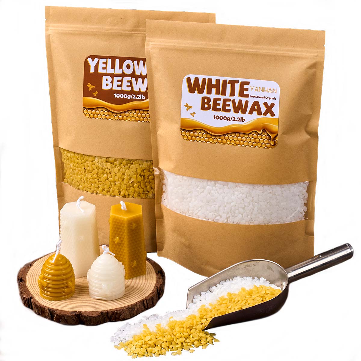 1000 グラム純粋な天然粒状白黄色蜜蝋 DIY 手作りギフ - Candle Supplies Beeswax のレビューと価格